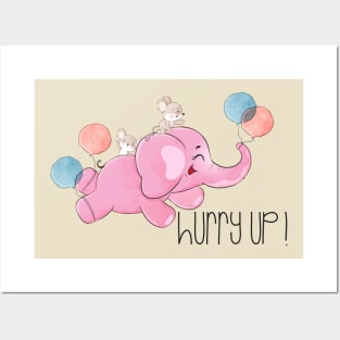 Baby Elephant Mouse Flying Posters and Art